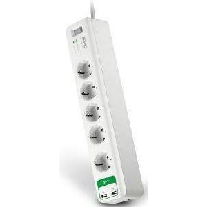 APC PM5U-GR ESSENTIAL SURGEARREST 5 OUTLETS WITH 5V 2.4A 2 PORT USB CHARGER 230V WHITE ΜΕ ΔΙΑΚΟΠΤΗ