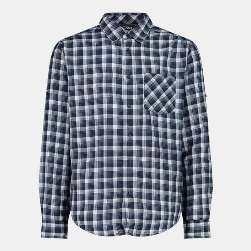 CMP OUTDOOR LONG-SLEEVE CHECKED SHIRT ΓΚΡΙ