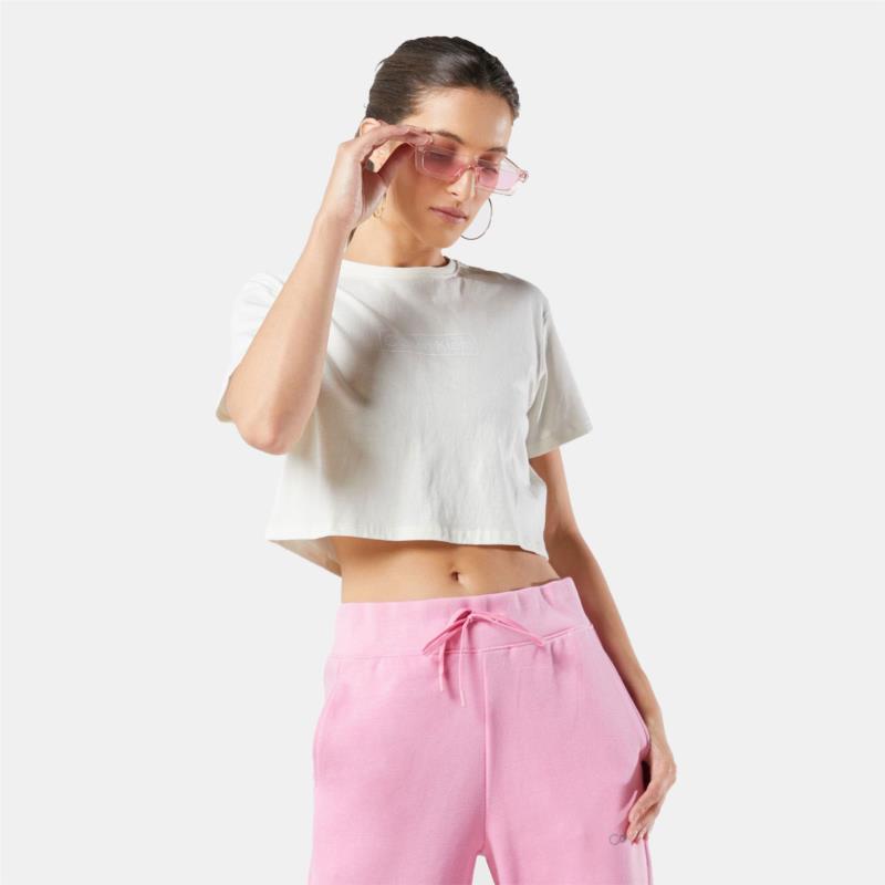 CALVIN KLEIN CROPPED LOGO T-SHIRT ΑΣΠΡΟ
