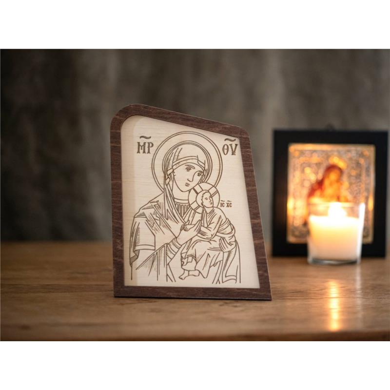 Ξύλινη Επιτραπέζια Εικόνα ''Παναγία και Ιησούς''