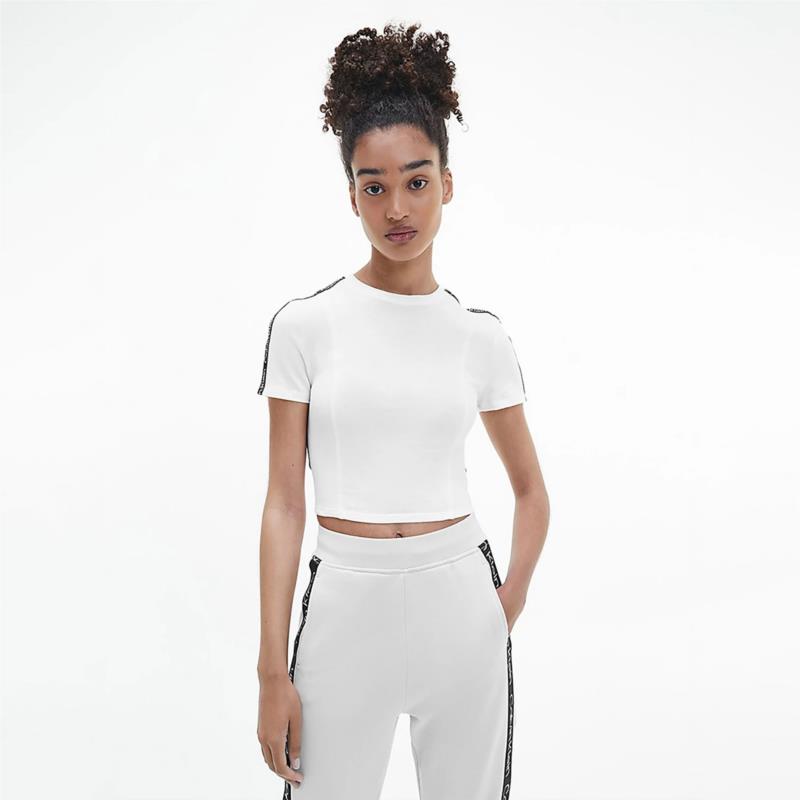 CALVIN KLEIN CROPPED GYM T-SHIRT ΑΣΠΡΟ