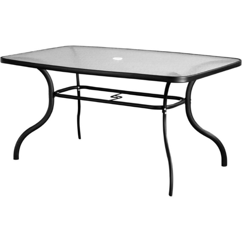 Τραπέζι Εξωτερικού Χώρου Μεταλλικό 150x90x72,5εκ. Με Τζάμι TRA46/150R (Υλικό: Μεταλλικό, Χρώμα: Μαύρο) - J&M HOME - 4-TRA46/150R
