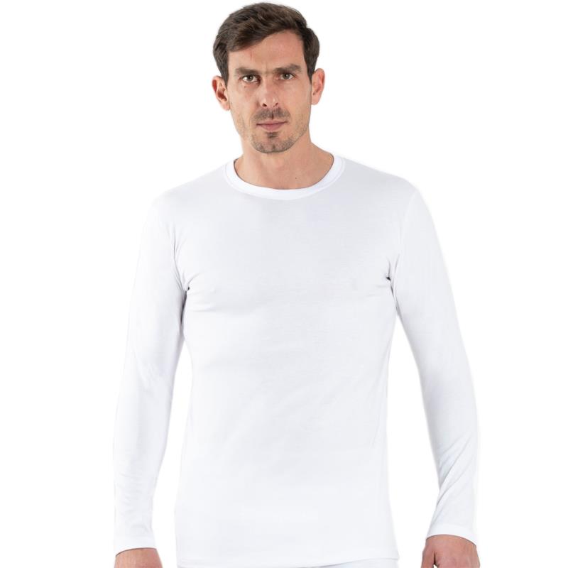 GKAPETANIS Ανδρική Ισοθερμική Μπλούζα με Μακρύ Μανίκι Λευκό
