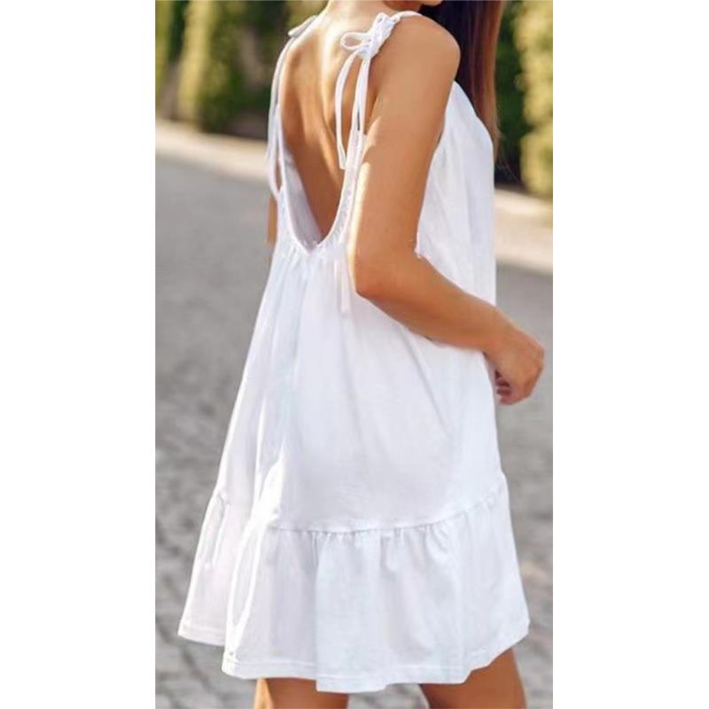 Φόρεμα mini με ανοιχτή πλάτη - Λευκό