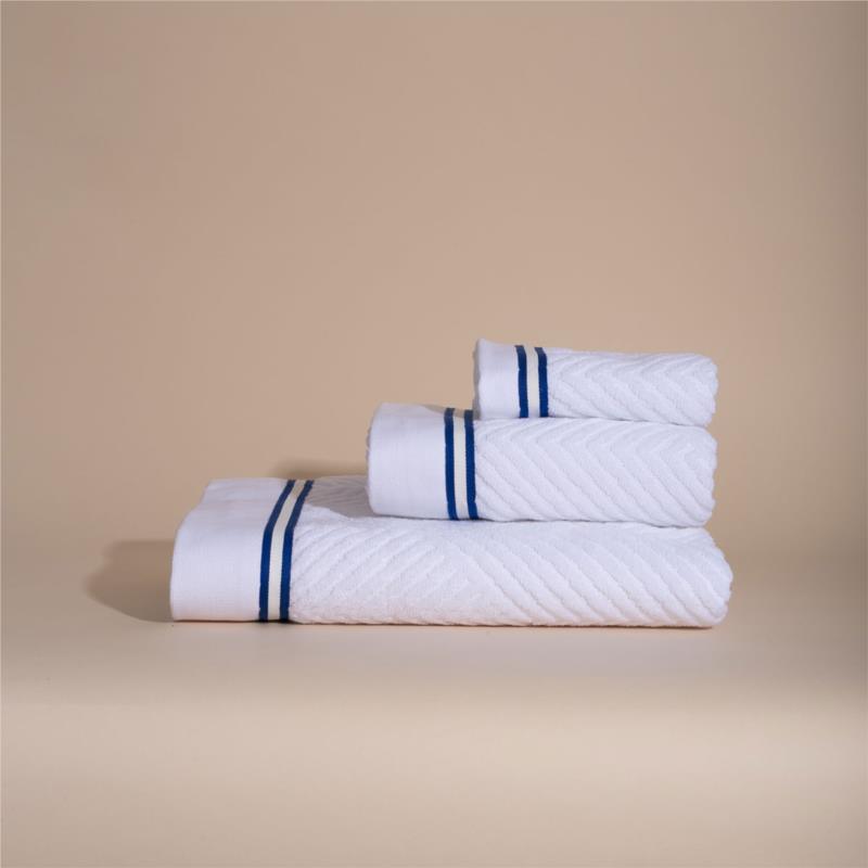 Πετσέτα Προσώπου (50x100) White Fabric Navy Line White