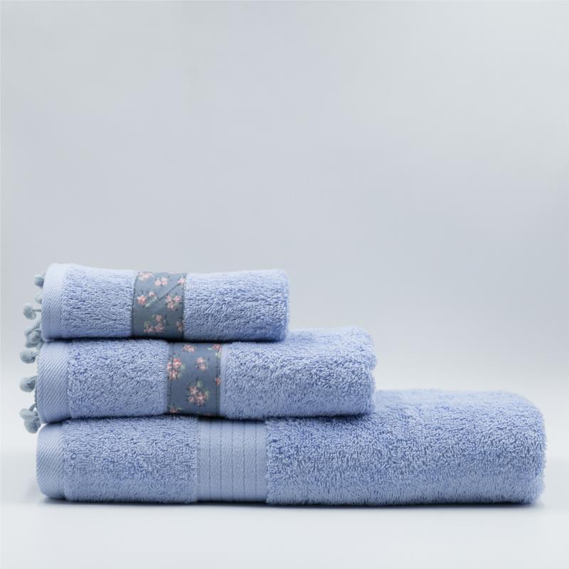 Πετσέτες Μπάνιου (Σετ 3τμχ) White Fabric Botanical Blue