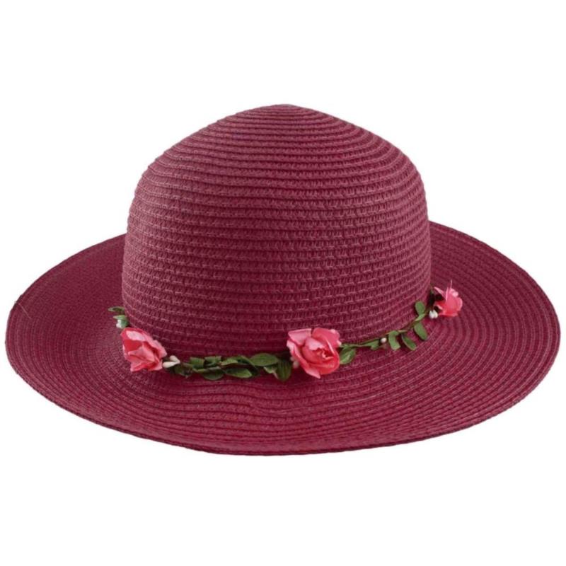 Ψάθινο καπέλο με λουλούδια στεφάνι