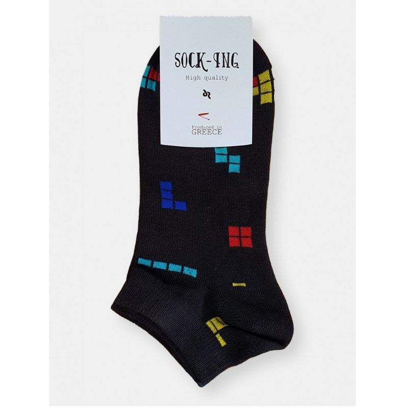 Τερλίκι κάλτσα Γυναικεία με σχέδιο Tetris | 1121 ΜΑΥΡΟ