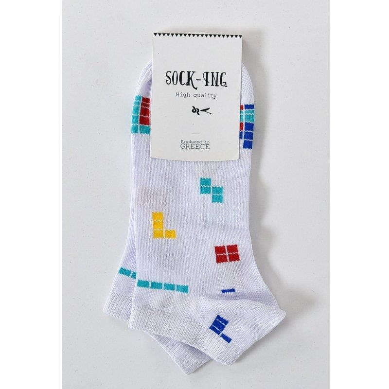 Τερλίκι κάλτσα Γυναικεία με σχέδιο Tetris | 1121 ΛΕΥΚΟ