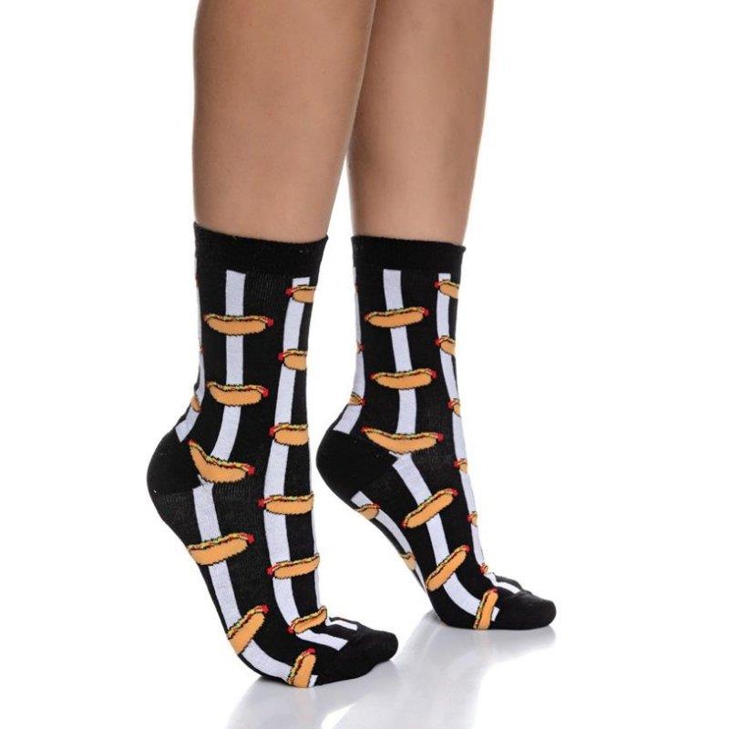 Κάλτσες γυναικείες βαμβακερές με σχέδιο Hot Dog | 25-1 ΜΑΥΡΟ