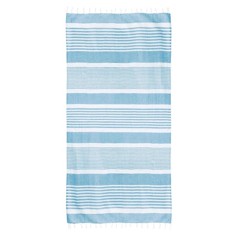 Πετσέτα Θαλάσσης γαλάζια ριγέ με κρόσσια (170x90) ΓΑΛΑΖΙΟ