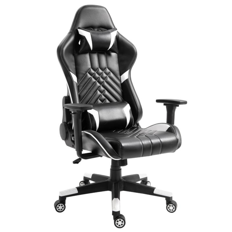 Καρέκλα Γραφείου Gaming NASS Μαύρο/Λευκό PVC 72x55x122-131cm