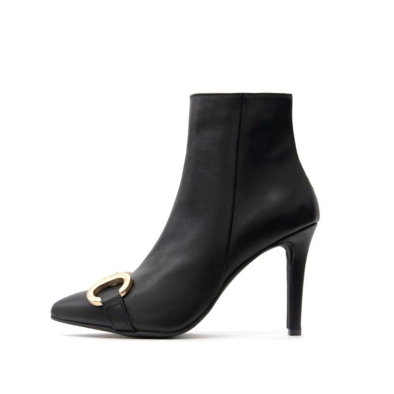 LEATHER HIGH HEEL ANKLE BOOTS WOMEN ONCE
