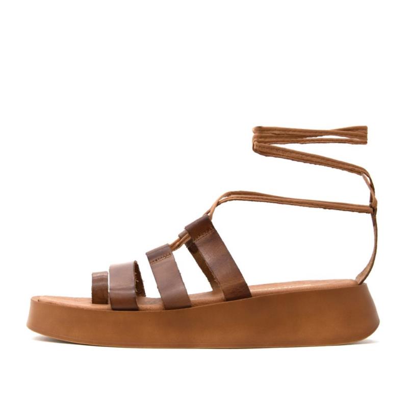 LEATHER FLATFORM SANDALS WOMEN TOUTOUNIS