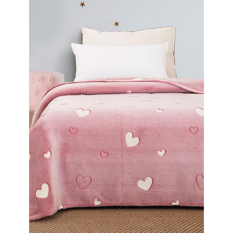 Κουβέρτα φωσφοριζέ κούνιας Hearts Pink 110cm x 140cm Sunshine Home