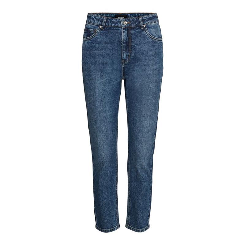 Vero Moda γυναικείο denim παντελόνι ψηλόμεσο με logo patch - 10252980 - Denim Blue Σκούρο