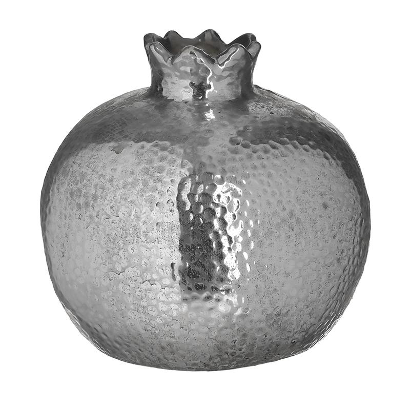 Διακοσμητικό Ρόδι Stoneware Ασημί inart 18x18εκ. 3-70-507-0350 (Χρώμα: Ασημί , Υλικό: Stoneware) - inart - 3-70-507-0350