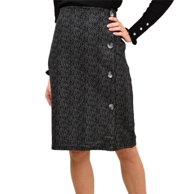 Γυναικεία midi φούστα με σχέδιο Μαύρο 13453
