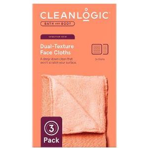 ΣΦΟΥΓΓΑΡΙ CLEANLOGIC BATH AND BODY DUAL-TEXTURE FACE CLOTHS - SENSITIVE SKIN 3TMX