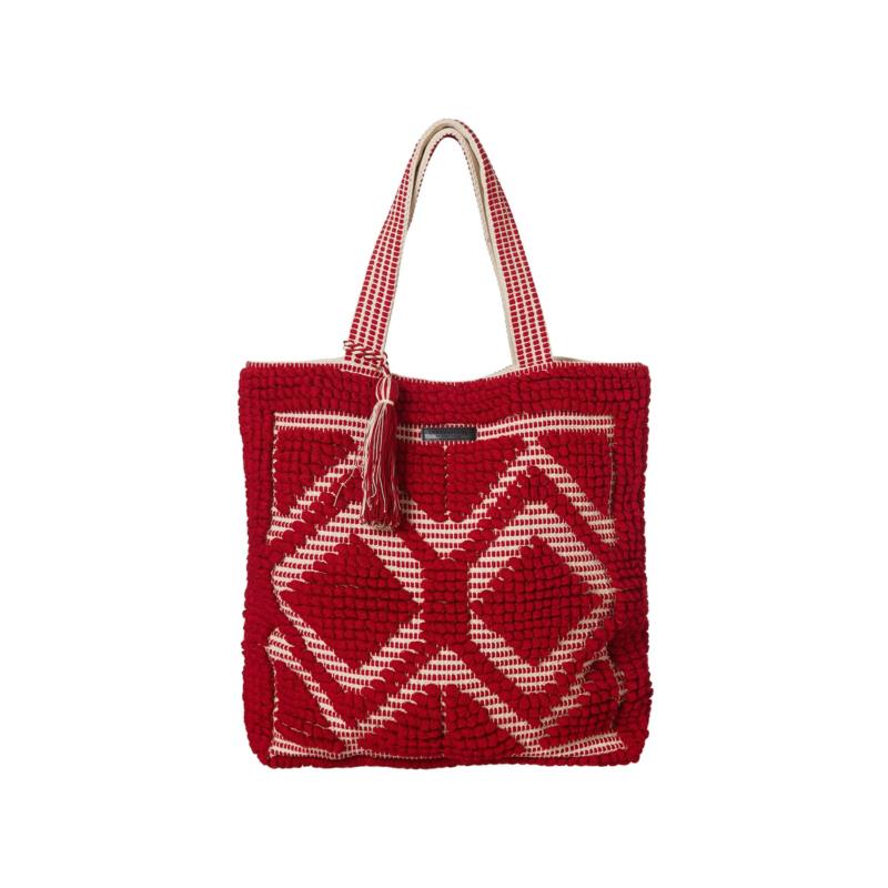 Funky Buddha γυναικεία τσάντα παραλίας με πλεκτό σχέδιο - FBL005-106-10 - Κόκκινο