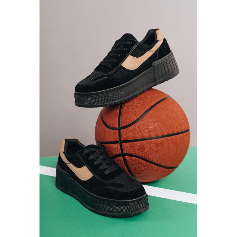 Μαύρα Δίπατα Sneakers με Σχέδιο