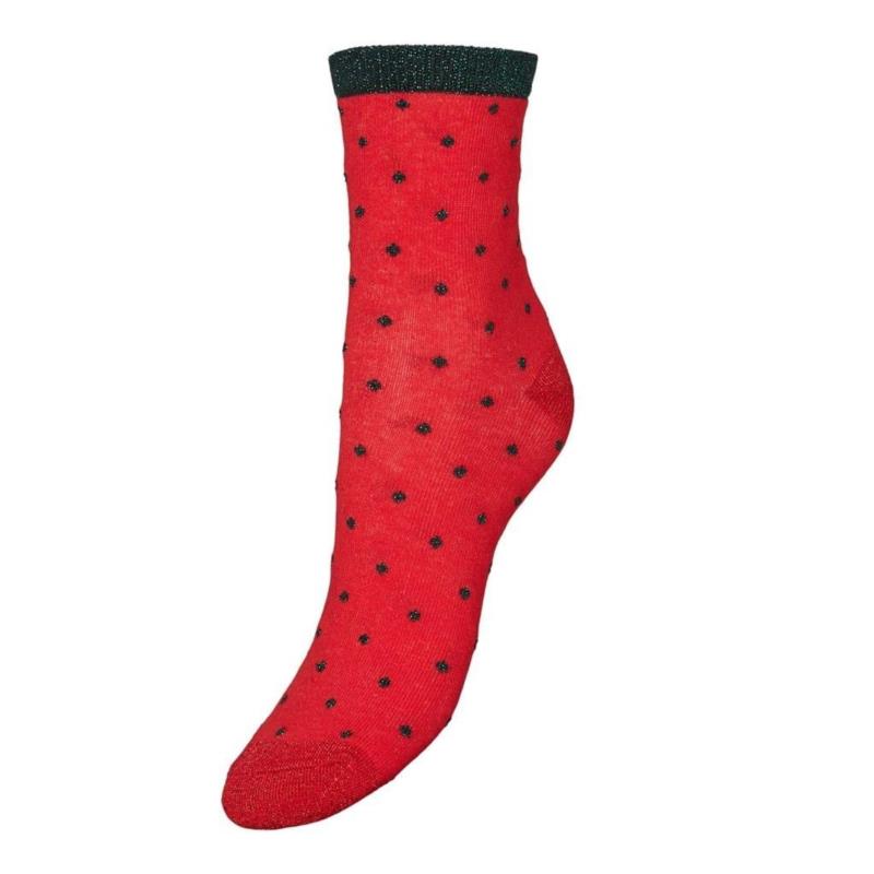 Vero Moda Κάλτσες Λεπτές Με Χριστουγεννιάτικο Μοτίβο Κόκκινες Πουά - Marta