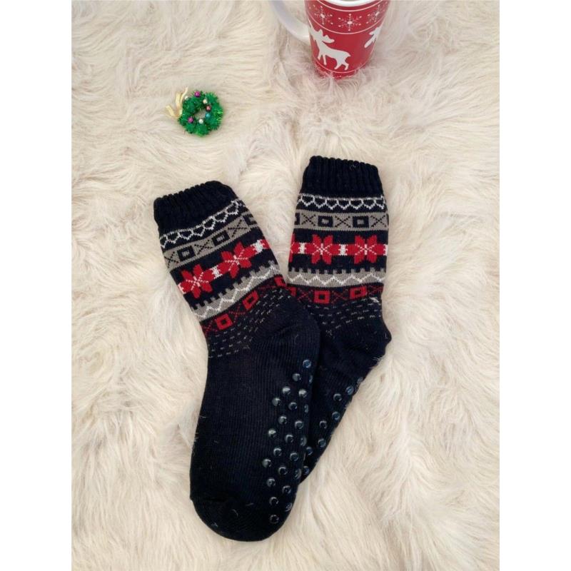 Κάλτσες Με Γουνάκι & Χριστουγεννιάτικο Μοτίβο Μαύρες - Be A Deer