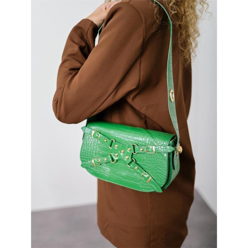 Τσάντα Ώμου Δερματίνι Κροκό Πράσινη - Bolsa