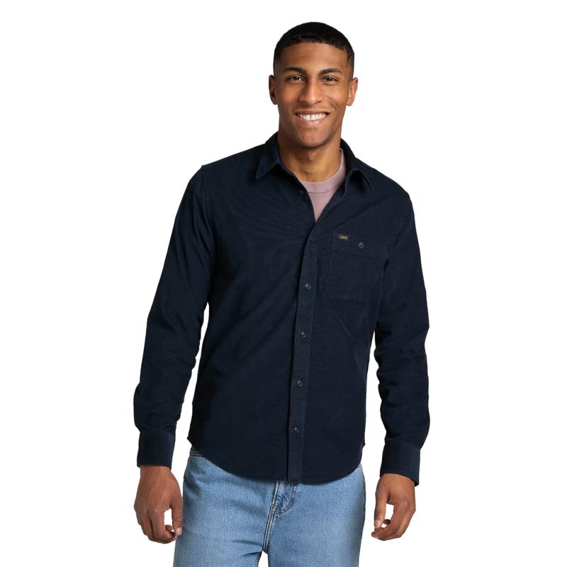 Lee ανδρικό πουκάμισο κοτλέ με απλικέ τσέπη Regular Fit "Leesure" - L66NMRHY - Μπλε Σκούρο