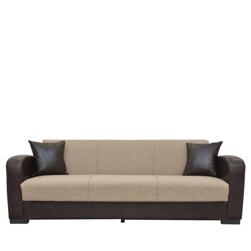 Artelibre Καναπές Κρεβάτι Τριθέσιος MARTINI Καφέ PU 225x87x90cm