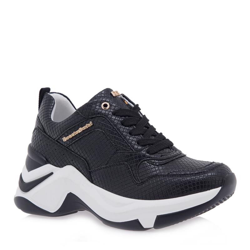 Renato Garini Γυναικεία Παπούτσια Sneakers 618-19R Μαύρο Φίδι Λευκό P119R618383T