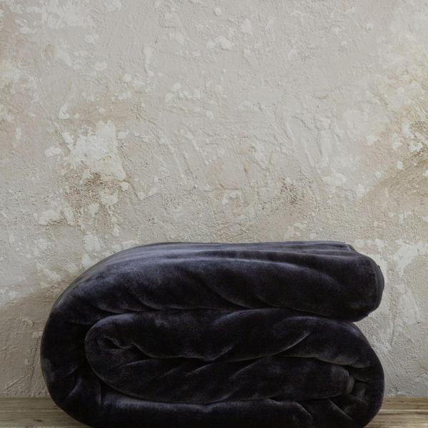 Nima Home Κουβέρτα Βελουτέ Υπέρδιπλη 220x240 Coperta - Black Μαύρο