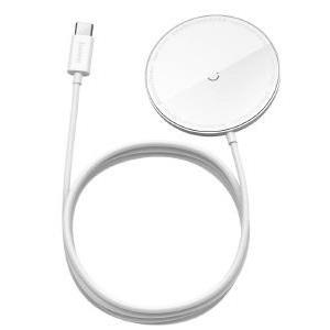 BASEUS SIMPLE MINI MAGNETIC WIRELESS CHARGER WITH TYPE-C CABLE 1.5M WHITE
