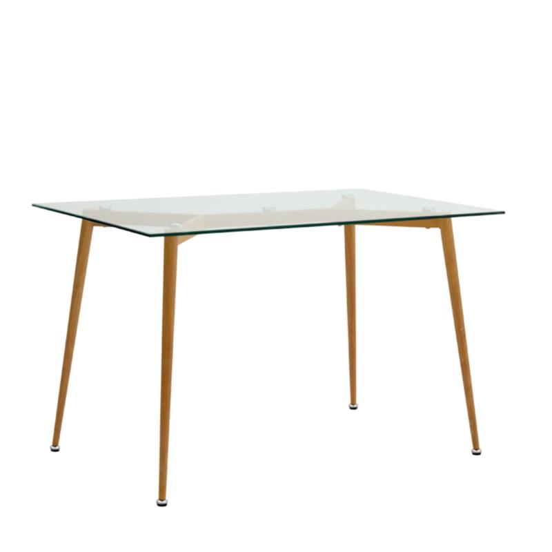 Τραπέζι LAKI Dυσικό Διάφανο/Dυσικό Γυαλί/Μέταλλο 160x90x75cm