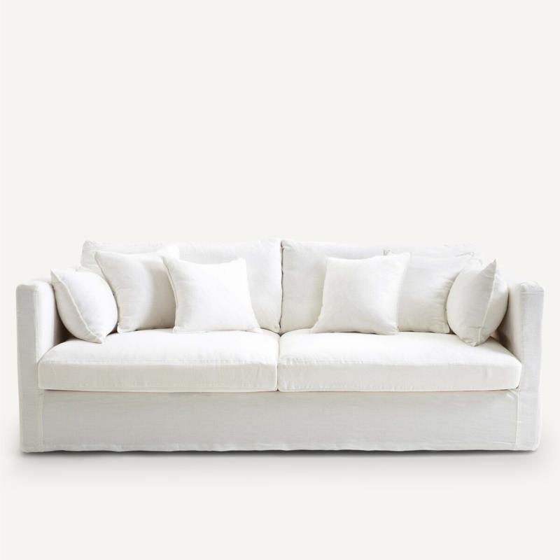 Καναπές από λινό γκοφρέ ύφασμα Μ110xΠ185xΥ85cm
