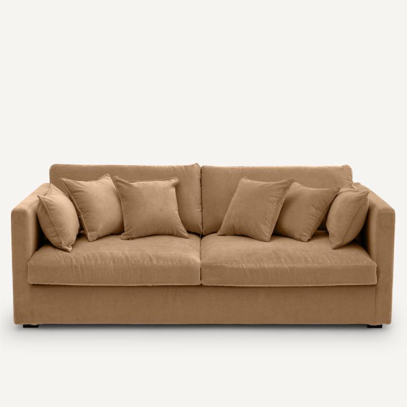 Καναπές από βελούδο stonewashed Μ110xΠ185xΥ85cm