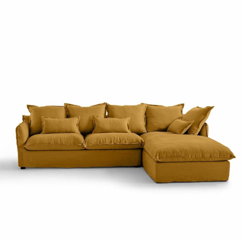 Κάλυμμα για γωνιακό καναπέ από λινό Δεξιός