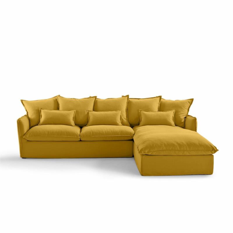 Κάλυμμα για γωνιακό καναπέ από βαμβάκι λινό Δεξιός
