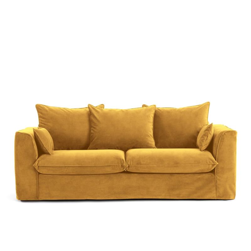 Καναπές από βελούδο Μ112xΠ195xΥ86cm