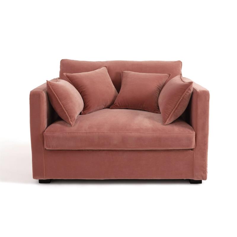 Διθέσιος καναπές από βελούδο Μ110xΠ130xΥ85cm