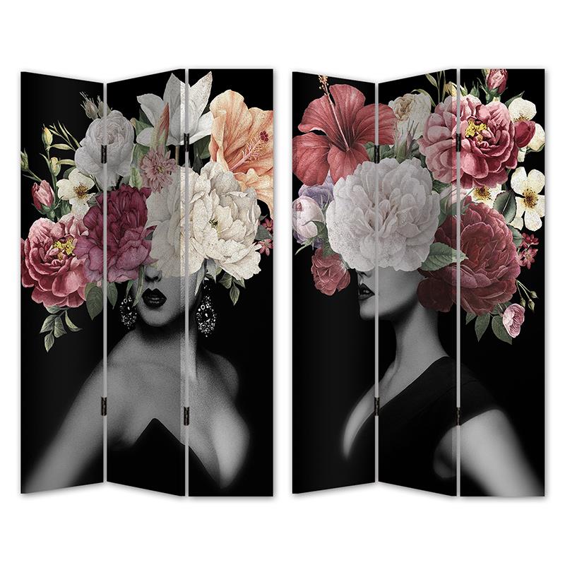 Artelibre Παραβάν "Γυναίκα Με Λουλούδια" Καμβάς/Ξύλο 120x180x2.5cm
