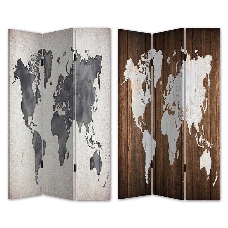 Artelibre Παραβάν "Παγκόσμιος Χάρτης" Καμβάς/Ξύλο 120x180x2.5cm