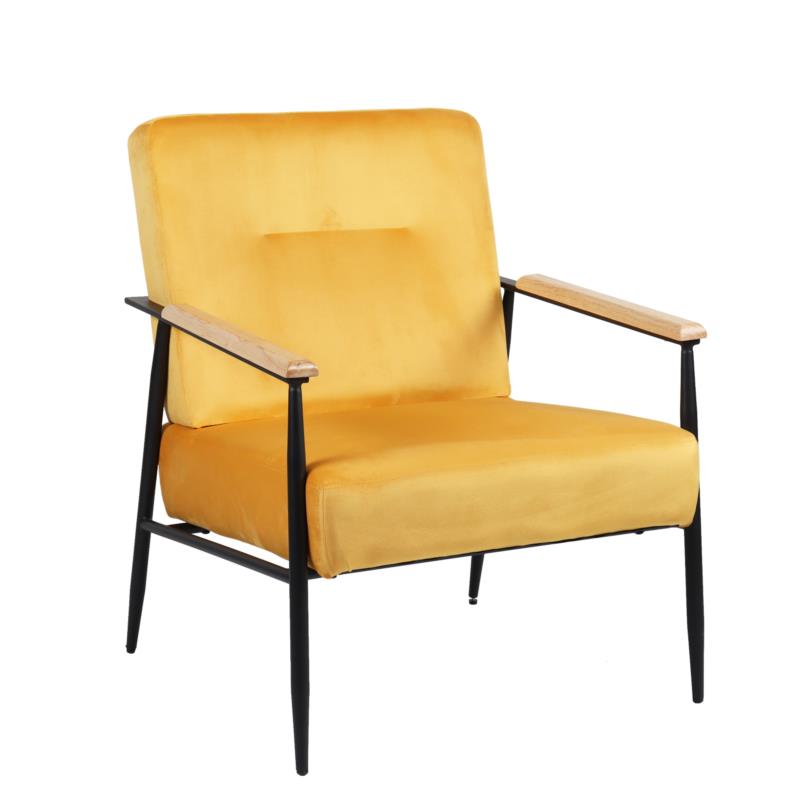 Artelibre Πολυθρόνα ISILEE Κίτρινο Βελούδο/Μέταλλο/Ξύλο 87x66x76cm
