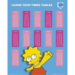 POSTER THE SIMPSONS, LEARN YOUR TIMES TABLES 40.6 X 50.8 CM