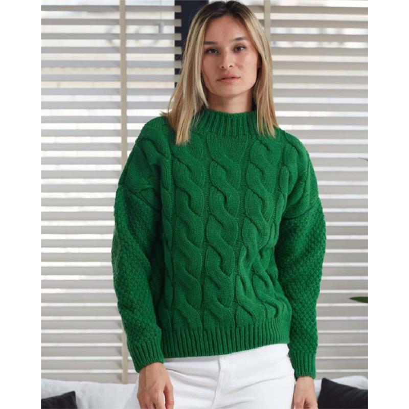 Karey γυναικεία μπλούζα με πλέξη πράσινο 100% ακρυλικό