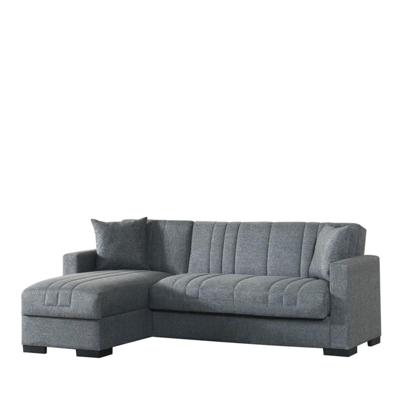 Artelibre Καναπές Κρεβάτι Γωνιακός OASIS Με Αποθηκευτικό Χώρο Γκρι Ύφασμα 200x140x76cm