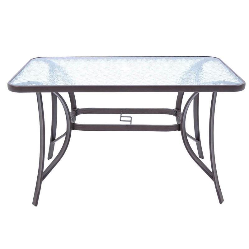 Τραπέζι Μεταλλικό Με Γυάλινη Επιφάνεια Καφέ 120x70x70cm ANKOR