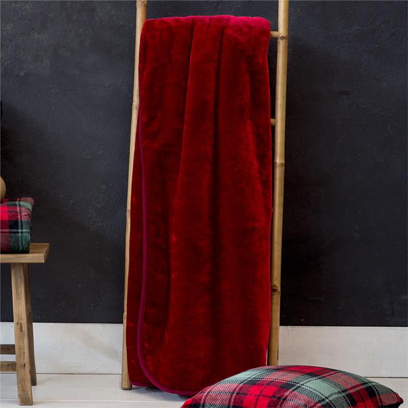 Κουβέρτα Βελουτέ Υπέρδιπλη Nima Bed Linen Coperta Ruby Red
