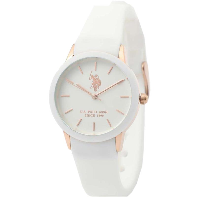 U.S. POLO Skyler - USP8153WH, Rose Gold case with White Rubber Strap