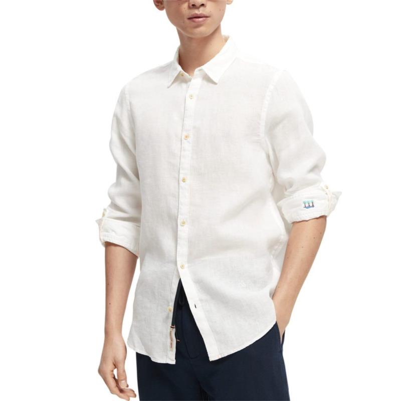 GARMENT DYED LINEN REGULAR FIT SHIRT MEN SCOTCH & SODA